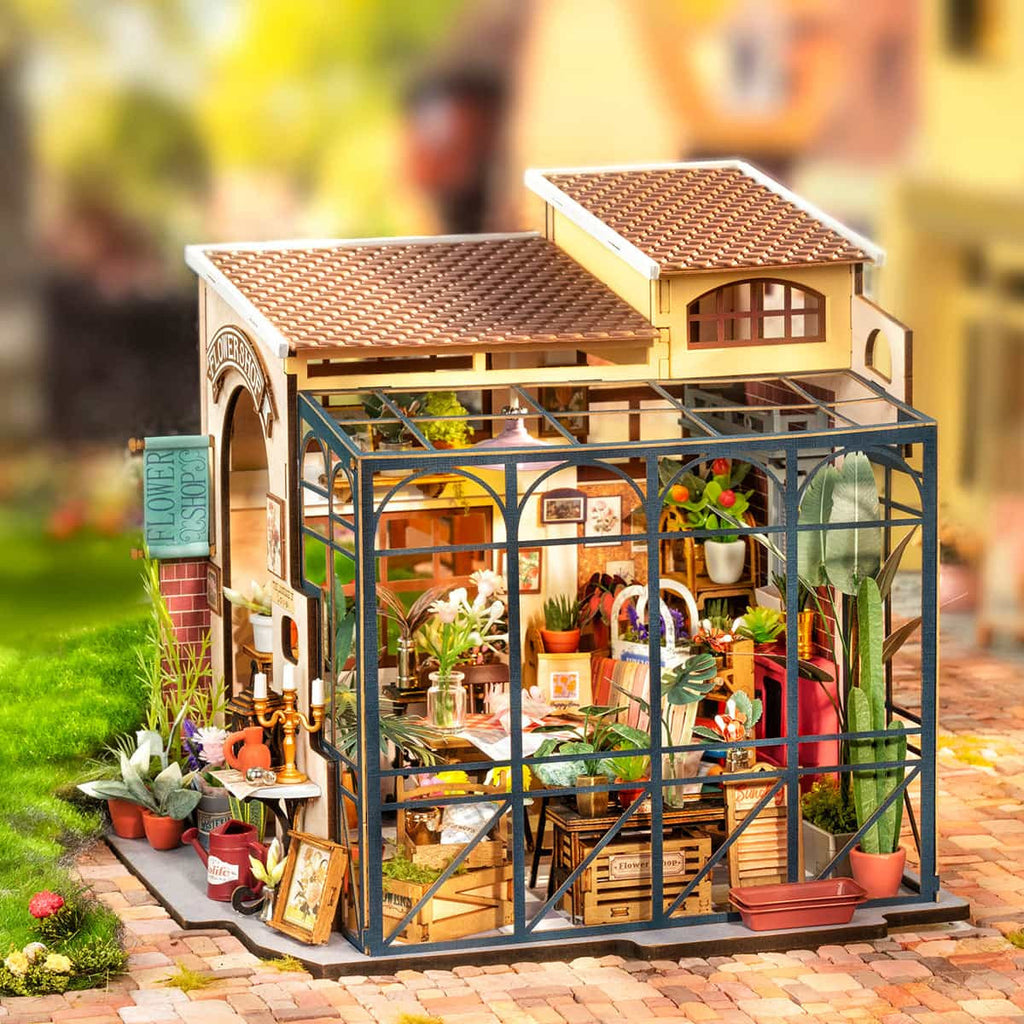 Robotime Rolife Emilys Flower Shop DIY Miniature Dollhouse 3D Wooden Puzzle Floral Building Model RT-DG145