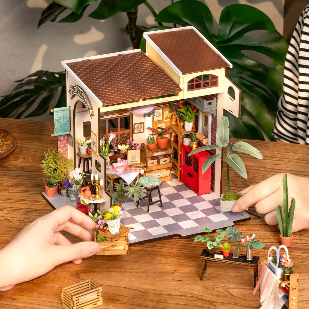 Robotime Rolife Emilys Flower Shop DIY Miniature Dollhouse 3D Wooden Puzzle Floral Building Model RT-DG145