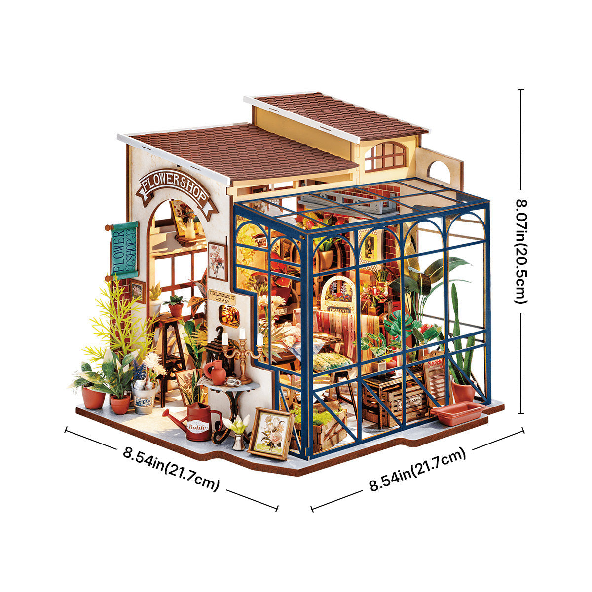 Robotime Rolife Emilys Flower Shop DIY Miniature Dollhouse 3D Wooden Puzzle Floral Building Model RT-DG145
