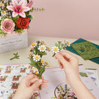 Robotime Rowood Wooden Flower Basket DIY 3D Puzzle Adjustable Flower Arrangement RT-TW03H