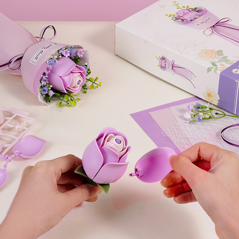 Robotime Rokr Purple Rose DIY Bouquet 3D Wooden Puzzle Elegant Floral Art RT-AF021