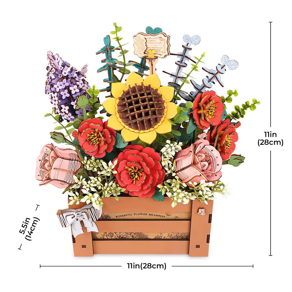 Robotime Rowood Wooden Bloom Box DIY 3D Wooden Flower Arrangement TW02H RT-TW02H