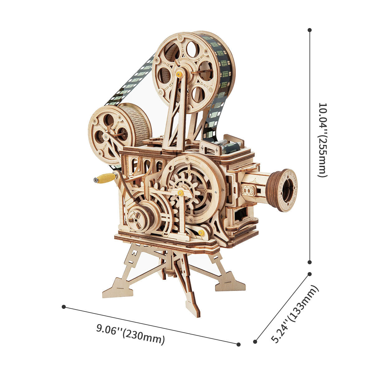 Robotime Rokr Vitascope DIY Vintage Movie Projector 3D Wooden Puzzle Hand Crank Mechanical Model RT-LK601