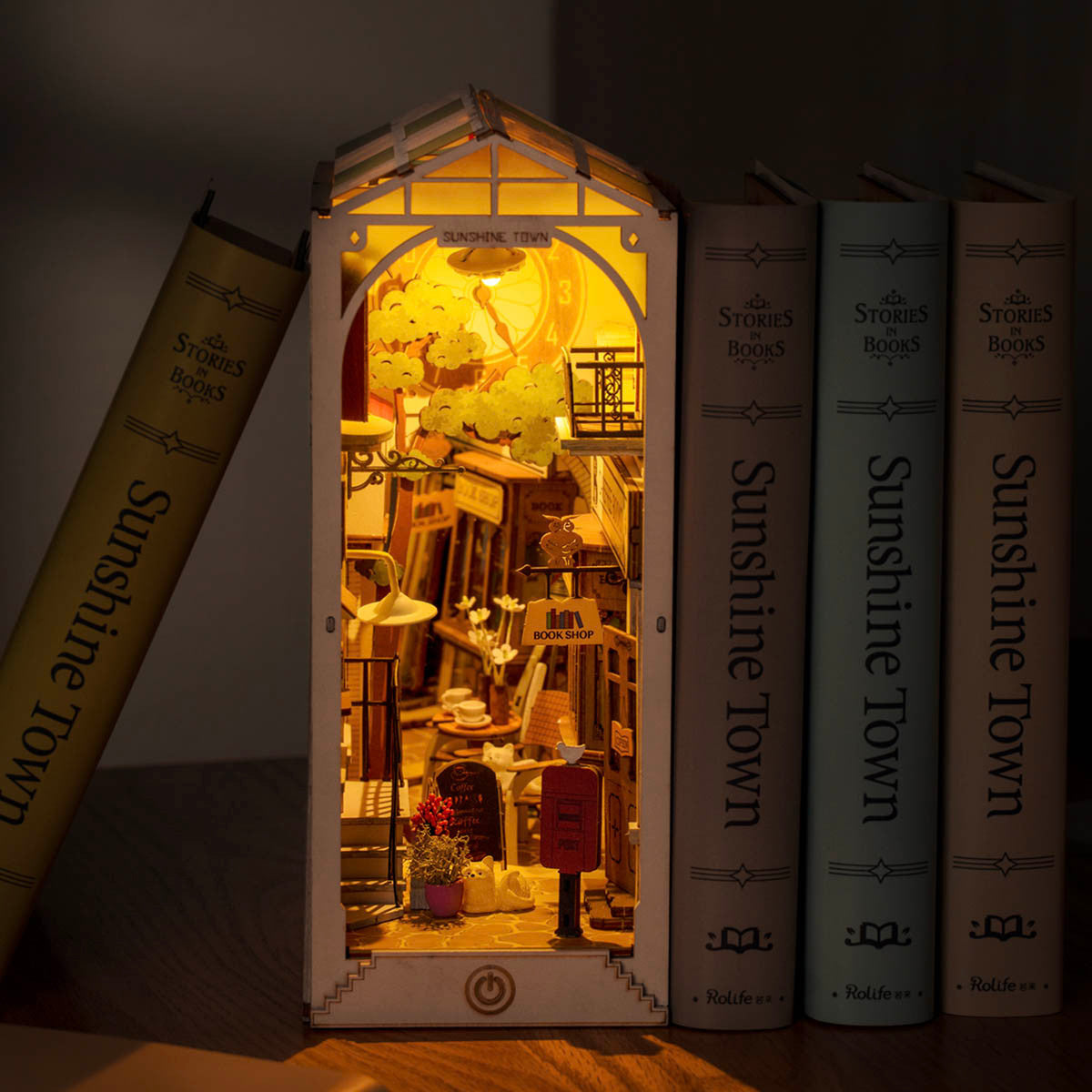 Robotime Rolife Sunshine Town Book Nook Shelf Insert Kit RT-TGB02