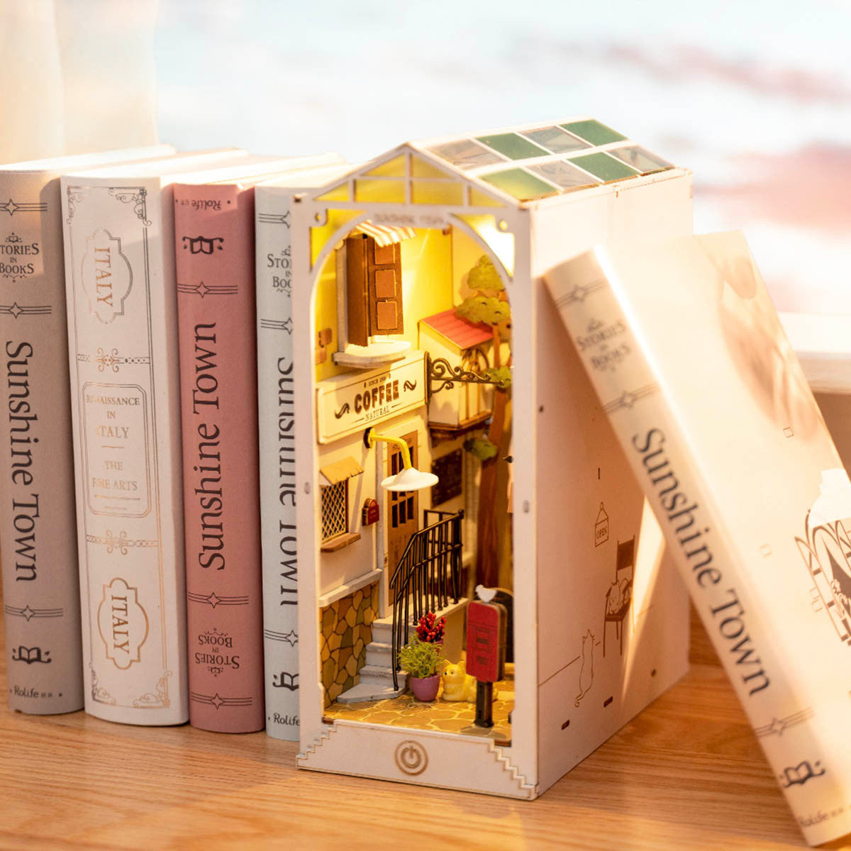 Robotime Rolife Sunshine Town Book Nook Shelf Insert Kit RT-TGB02