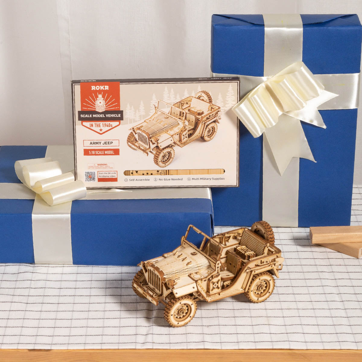 Robotime Rokr Army Jeep 3D Wooden Puzzle Model Kit RT-MC701