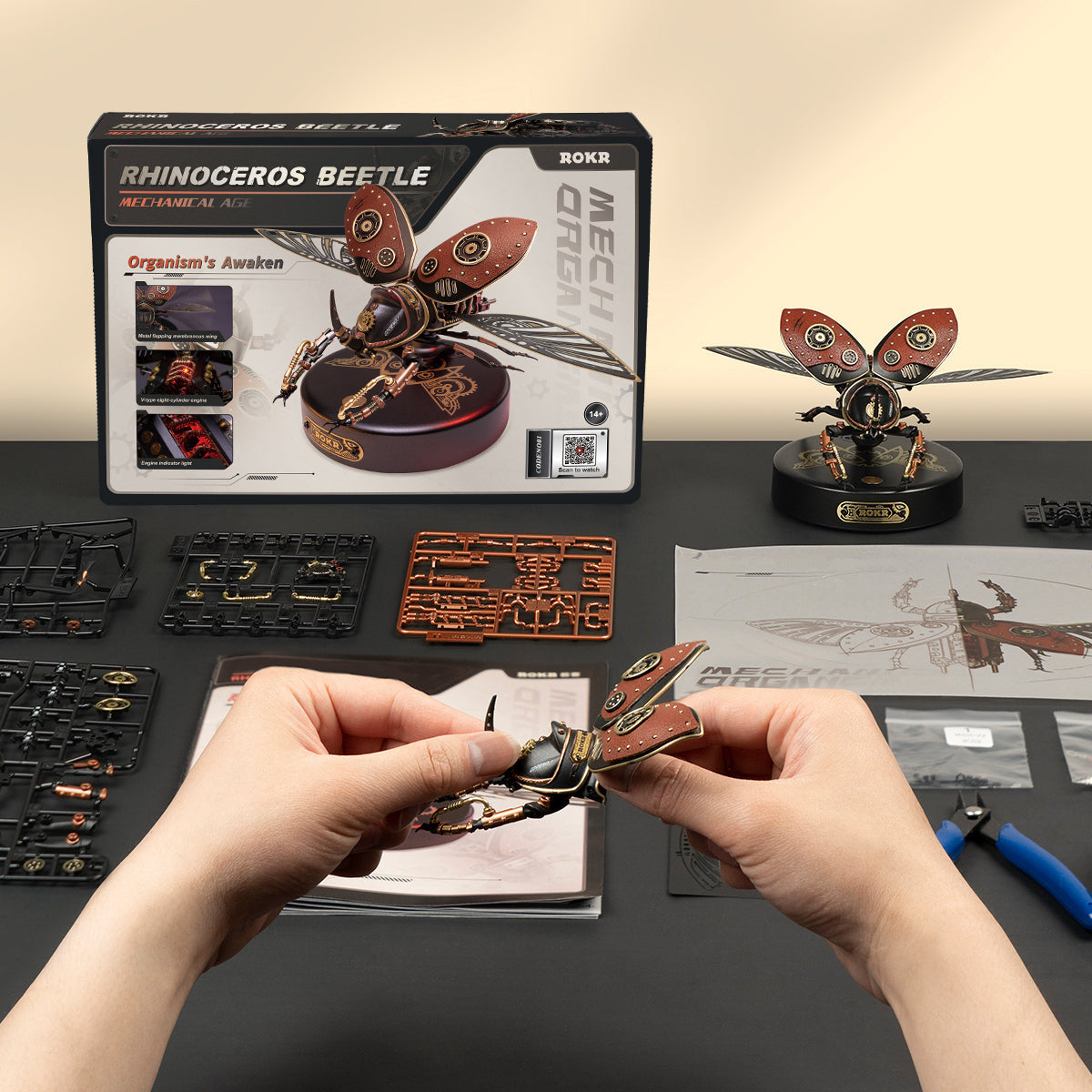 Robotime Rokr Rhinoceros Beetle DIY 3D Wooden Puzzle Model RT-MI01