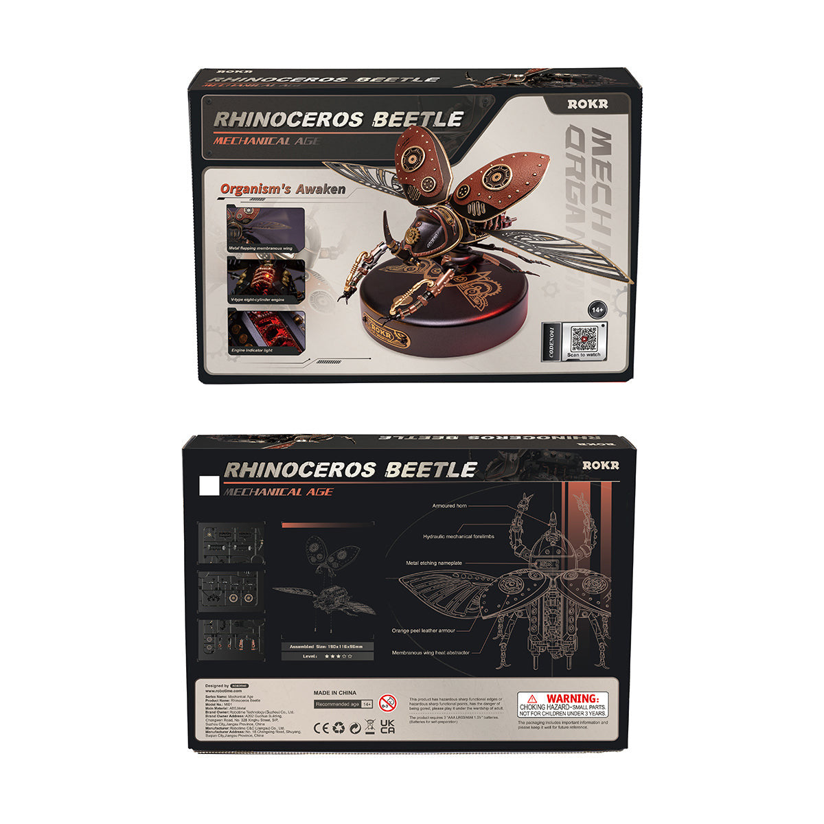 Robotime Rokr Rhinoceros Beetle DIY 3D Wooden Puzzle Model RT-MI01