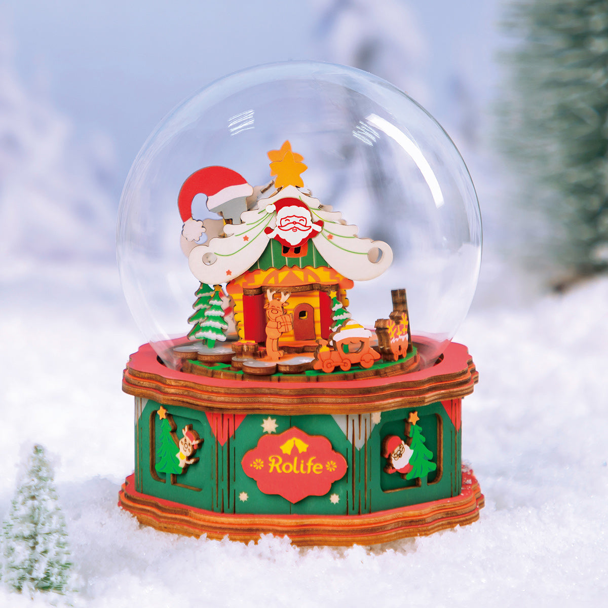 Robotime Rolife Christmas Town DIY Music Box Kit RT-AM46
