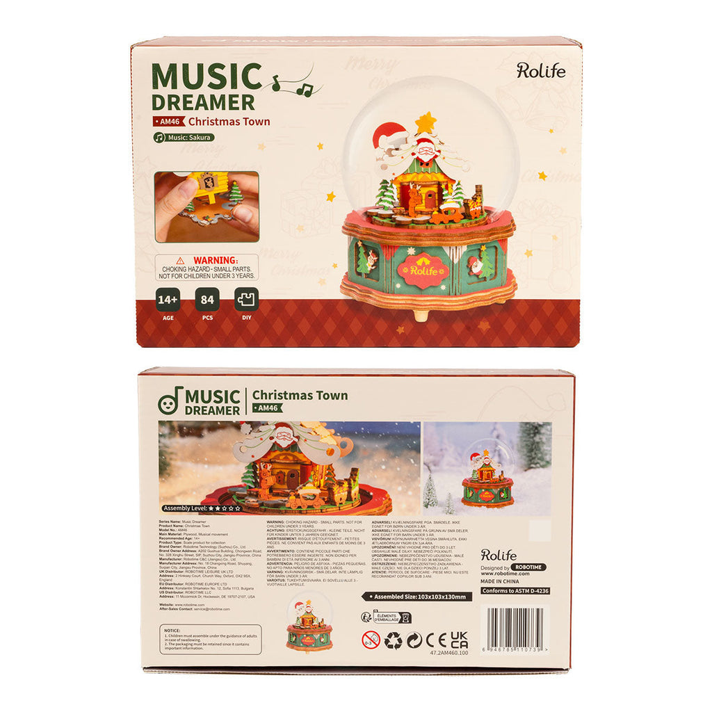 Robotime Rolife Christmas Town DIY Music Box Kit RT-AM46
