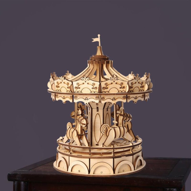 Robotime Rolife DIY Wood Crafts Merry Go Round 3D Model Kit Wooden Puzzle RT-TG404