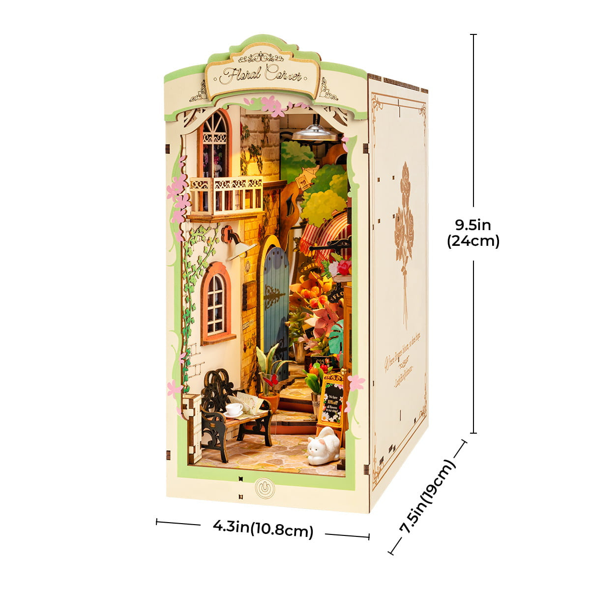 Robotime Rolife Floral Corner DIY Book Nook Shelf Insert Kit RT-TGB09