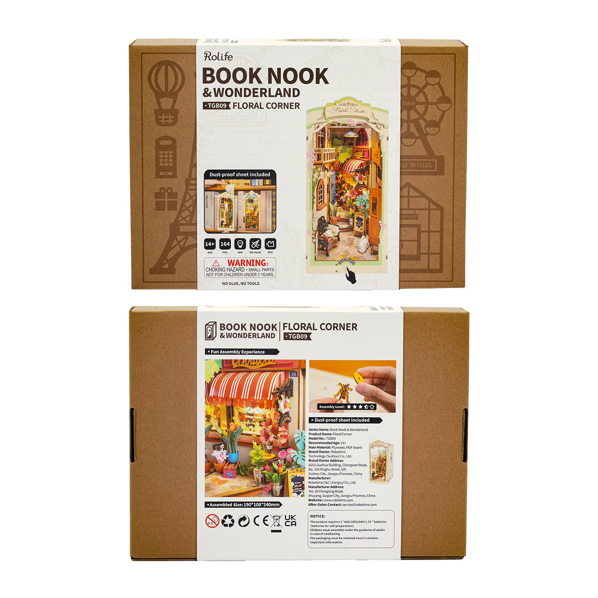 Robotime Rolife Floral Corner DIY Book Nook Shelf Insert Kit RT-TGB09