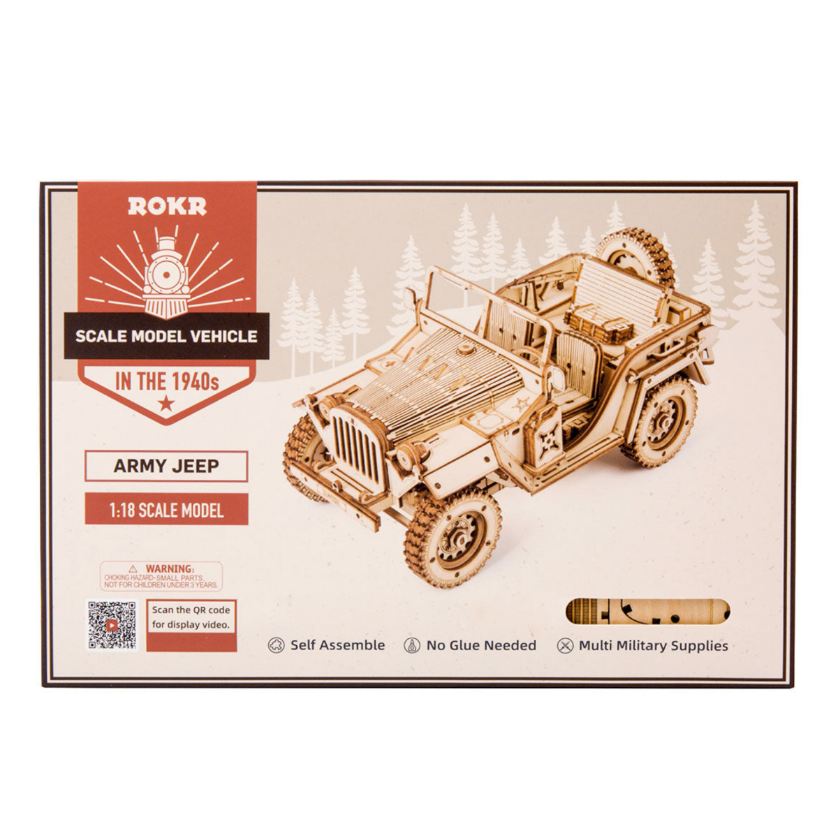 Robotime Rokr Army Jeep 3D Wooden Puzzle Model Kit RT-MC701