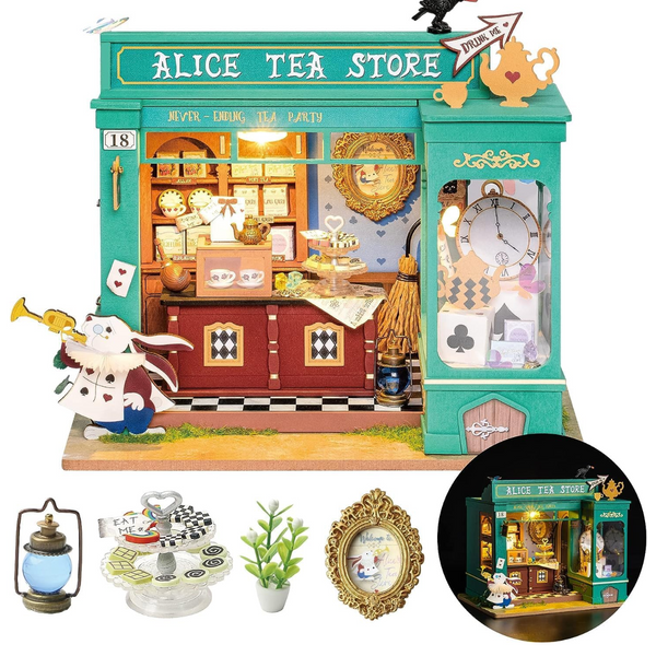 Robotime Rolife Alice's Tea Store DIY Miniature House Model Kit RT-DG156