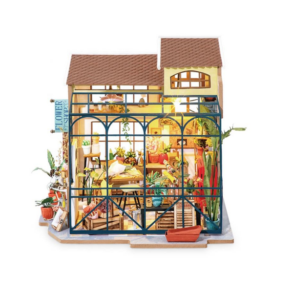 Robotime Rolife Emilys Flower Shop DIY Miniature Dollhouse 3D Wooden Puzzle Floral Building Model RT-DG145