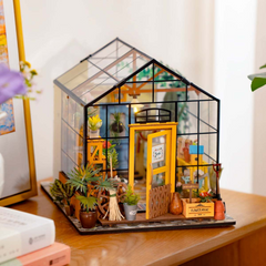 Robotime Rolife Cathys Flower House DIY Miniature Greenhouse Wooden Dollhouse Model RT-DG104