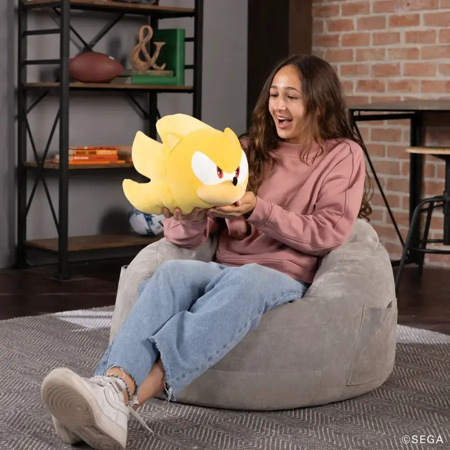 Tomy Club Mocchi Sonic The Hedgehog Super Sonic Mega Plush Figure Sonic Collectable Toy for Ages 3+ 15 Inch TM-T12478