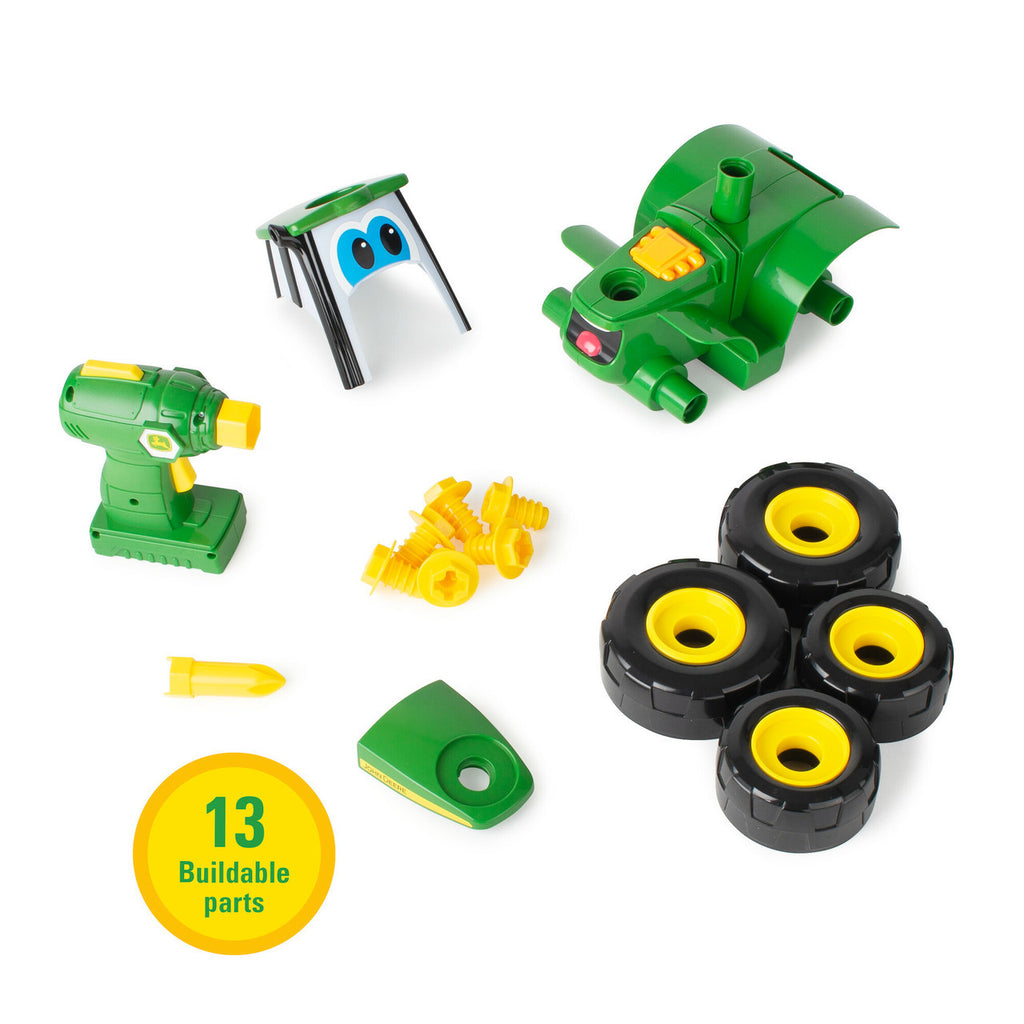 Tomy John Deere BUILD-A-BUDDY Tractor Toy and Toy Drill Toddler STEM Take Apart Toys with 16 Individual Pieces and Kids Tools Kids Building Toys Ages 3 Years and Up TM-46655B