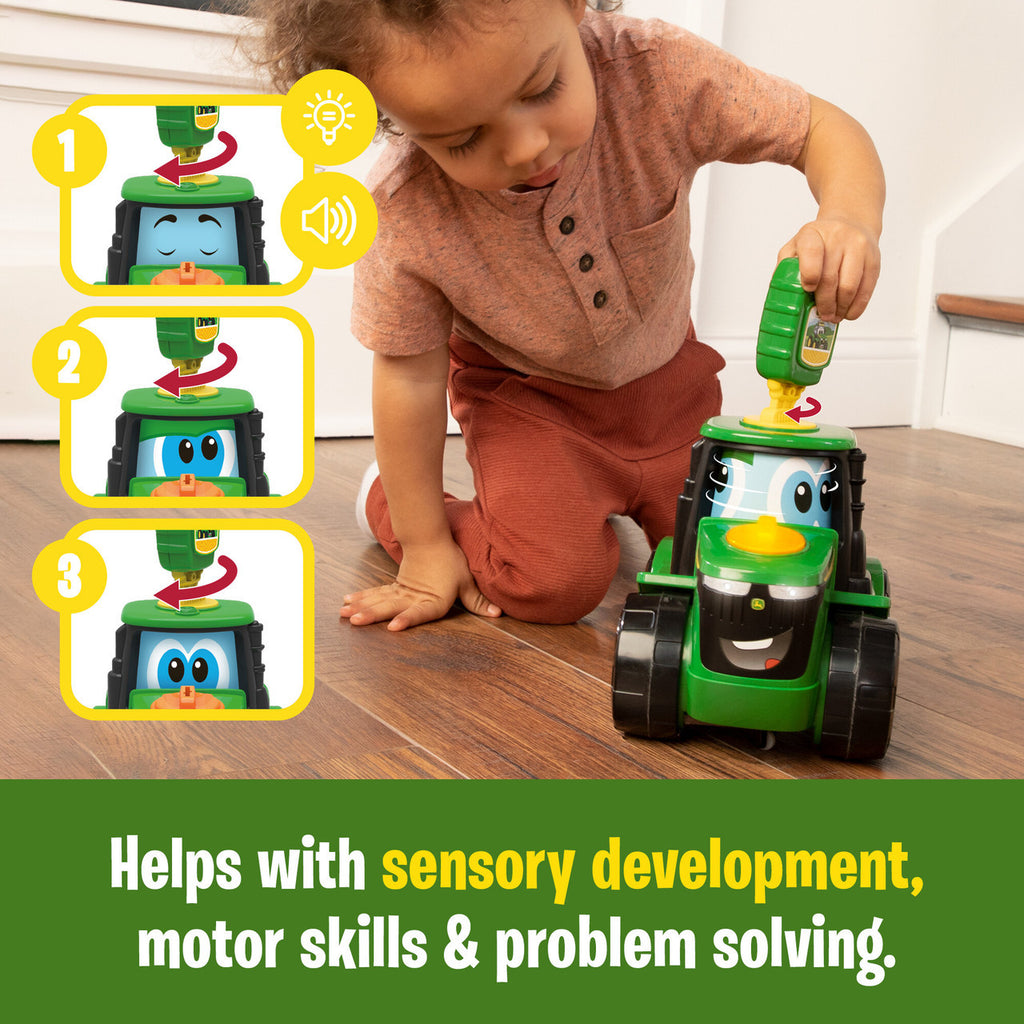 Tomy John Deere Key-N-Go Tomy Johnny Tractor Toy With Lights And Sounds Interactive Driving Toy Tractor Includes 12 Interactive Ways To Play Toddler Toys Ages 3 Years And Up TM-47500A