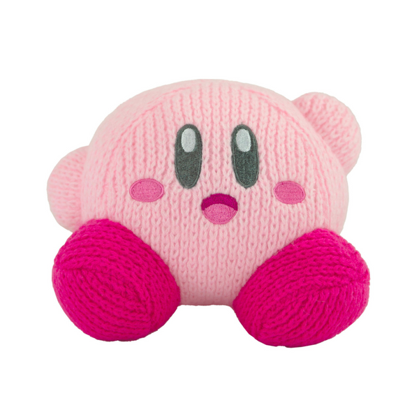 Tomy Nuiguru Knit Kirby Plush Waving Kirby Plushie Crochet Plushies Collectible Crochet Stuffed Animals Soft Cozy Plush Toys and Kirby Room Decor 6 Inch TM-T12457