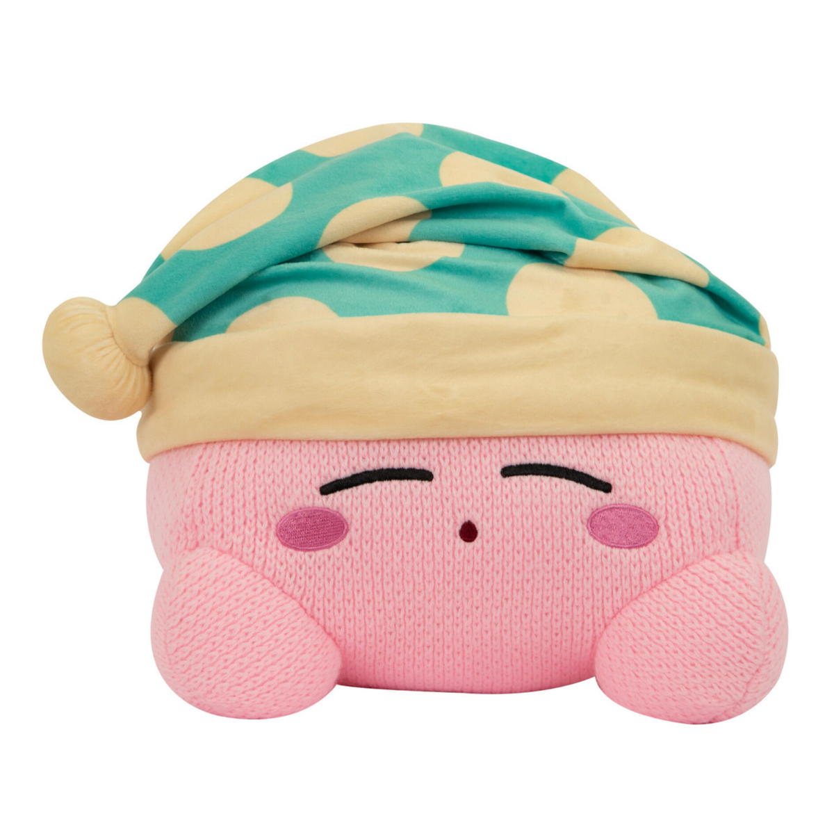 Tomy Nuiguru Knit Kirby Plush Sleeping Kirby Plushie Toy Knit and Crochet Plushies Collectible Crochet Stuffed Animals Soft Cozy Plush Toys and Kirby Room Decor 15 Inch TM-T12477