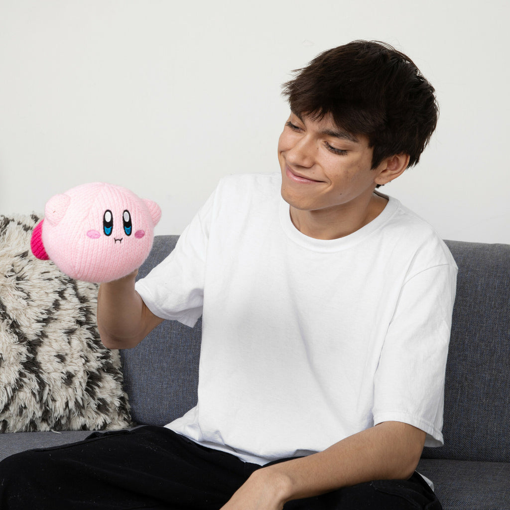 Tomy Nuiguru Knit Kirby Plush Hovering Kirby Plushie Knit Plushies Soft and Squishy Kawaii Plushies Toys Video Game Collectibles Gaming Room Decor 6 Inch TM-T12475