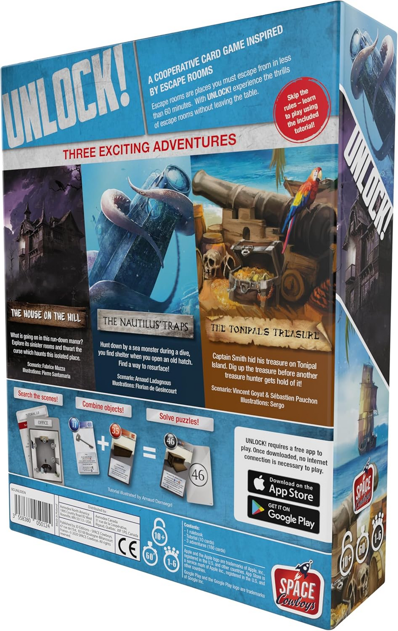 Asmodee UNLOCK Mystery Adventures Card Game Escape Room Games for Adults and Family for Ages 10 and up for 1 to 6 Players Average Playtime 60 Minutes UNL02