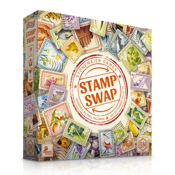 Stonemaier Stamp Swap Board Game Draft and Showcase a Beautiful Stamp Collection Base Game for Adults and Family for 1 to 5 Players Average Playtime 20 to 60 Minutes STM175