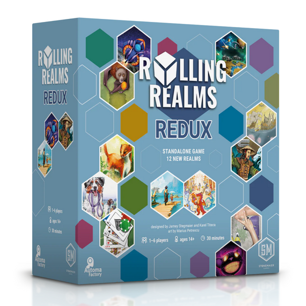 Stonemaier Rolling Realms Redux Roll and Write Standalone Base Game with 12 New Realms for Adults and Family for 1 to 6 Players Playtime 30 to 45 Minutes STM496