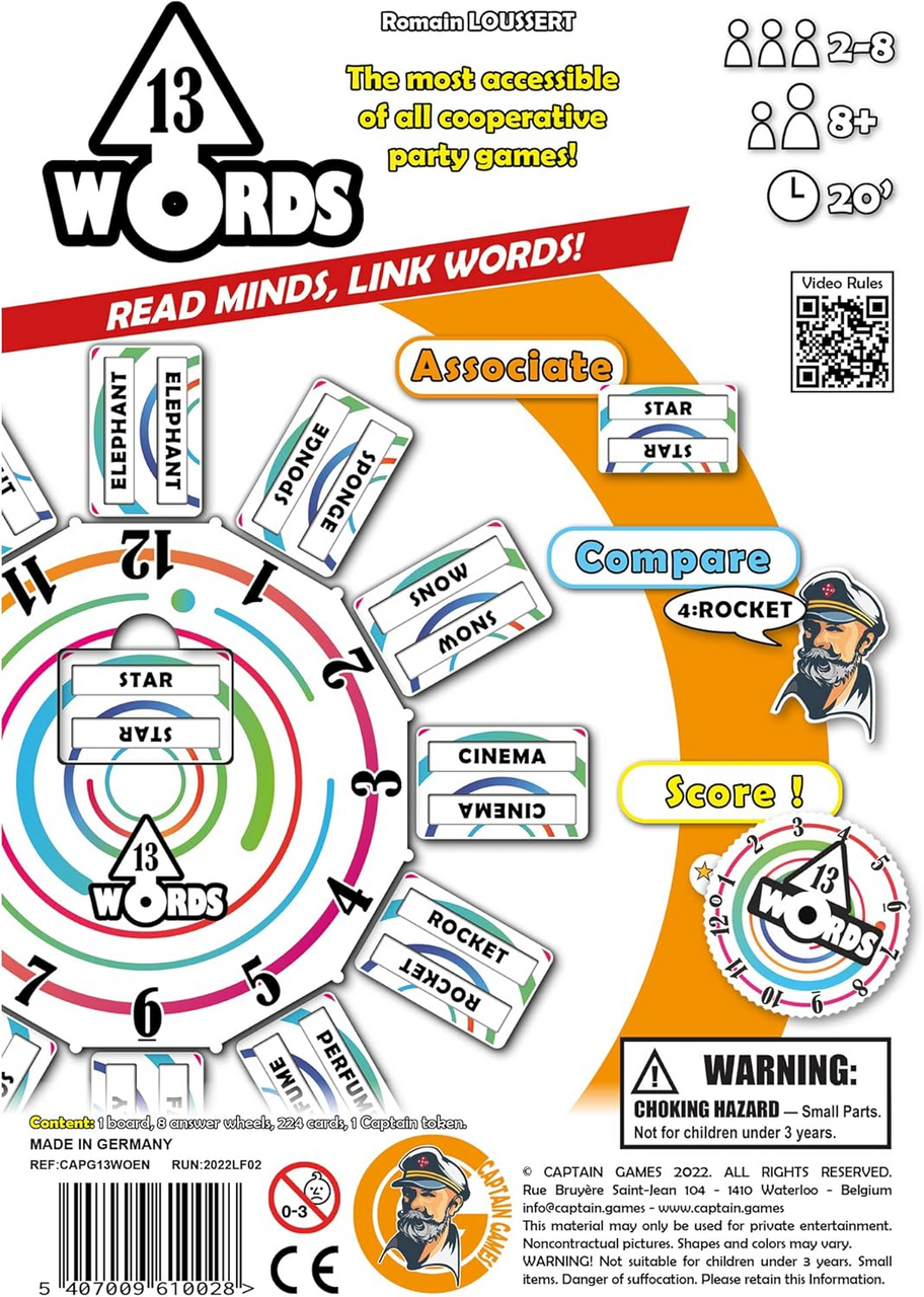 Captain Games 13 Words Party Game Fun Word Association Game for Family and Friends Ages 8+ CAPG13WOEN
