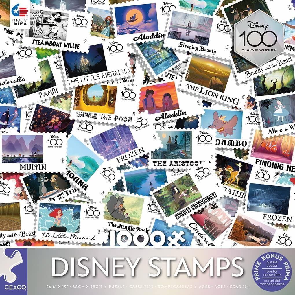 Ceaco Disney 100 Years Of Wonder Disney Stamps Puzzle (1000 Piece)Collectible Disney Stamp Puzzle GWI337719