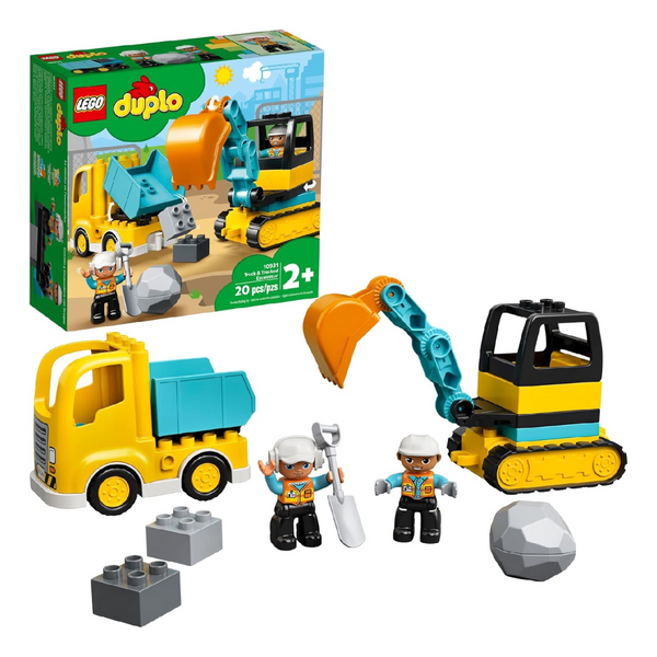 LEGO DUPLO Construction Truck and Tracked Excavator Building Site Toy Kids Ages 2 and Up Digger Tipper Truck Building Set New 2020 LEGO 10931