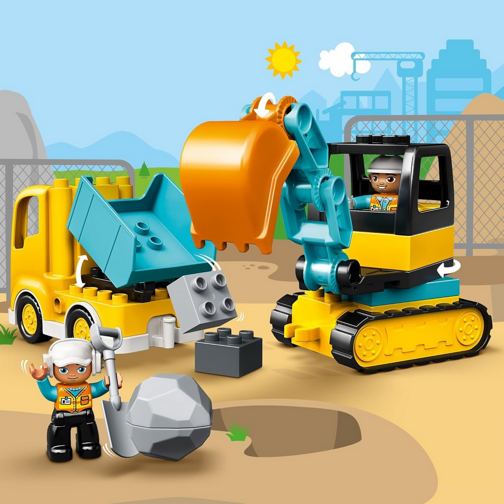 LEGO DUPLO Construction Truck and Tracked Excavator Building Site Toy Kids Ages 2 and Up Digger Tipper Truck Building Set New 2020 LEGO 10931