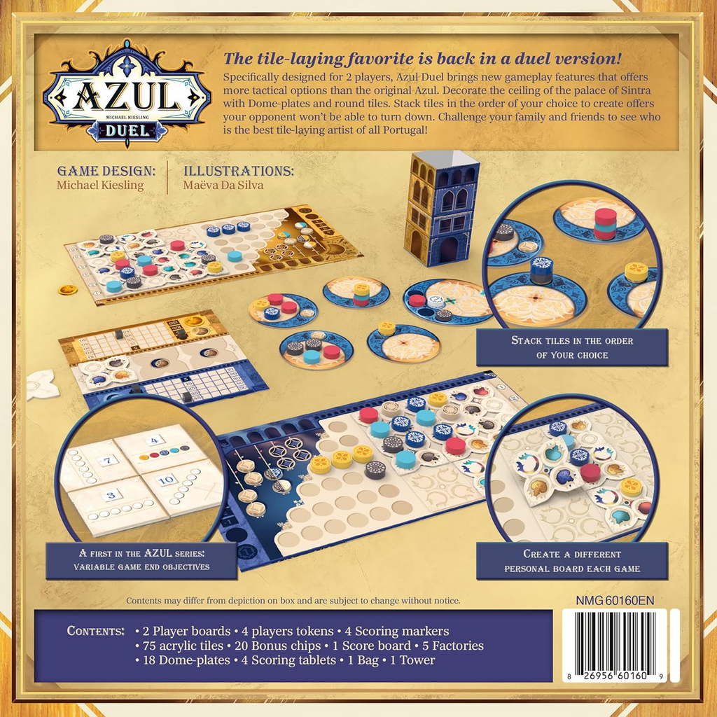 Next Move Games Azul Duel Board Game Tile Placement Strategy Game for Kids and Adults Ages 8 Plus 2 Players 30 to 45 Minute Playtime Made by Plan B Games NMG60160EN