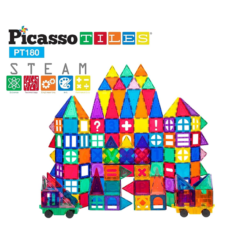PicassoTiles Piece Set 180 Piece Building Block Toy Deluxe Construction Kit PT180