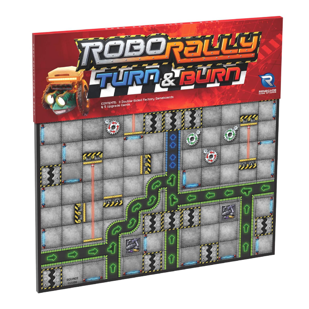 Renegade Game Studios Robo Rally Turn and Burn Expansion Racing Board Game New Elements Radiation Cards Ages 12 Plus 2 to 6 Players Playtime 45 to 90 Minutes RGS02750