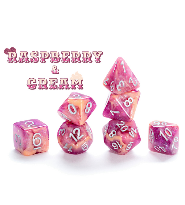 Gate Keeper Games and Dice Aether Dice Raspberry & Cream 7 die Sets Role Playing Games GKGAE157