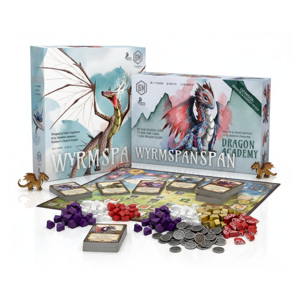 Stonemaier Wyrmspan Board Game Bundle with Dragon Academy Expansion and Upgrade Pack for Enhaced Game Experience