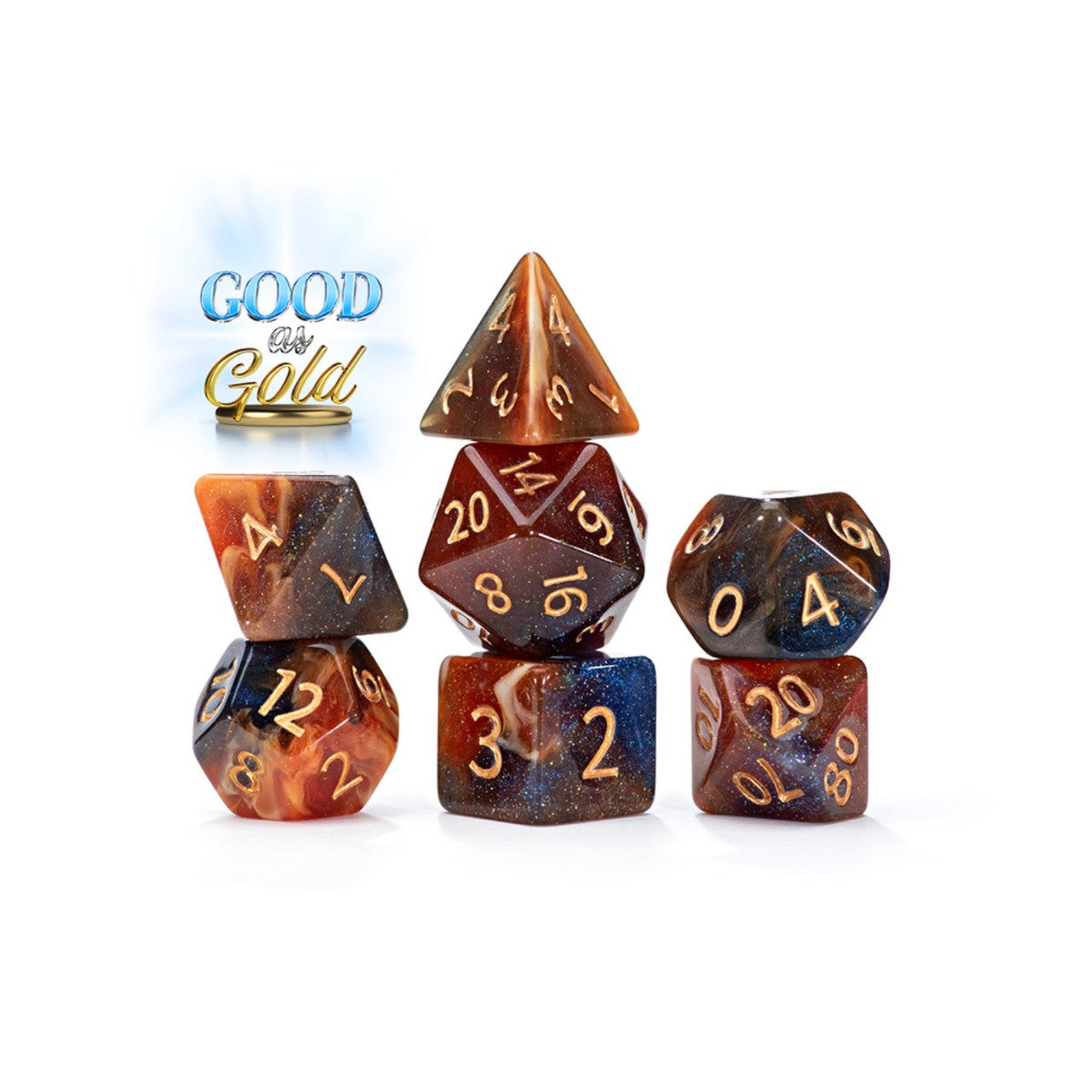 Gate Keeper Games and Dice Aether Dice Good as Gold 7 die Sets Role Playing Games GKGAE309