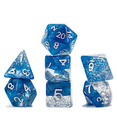 Gate Keeper Games and Dice Halfsies Dice Glitter Blue 7 die Sets Role Playing Games GKGHG30