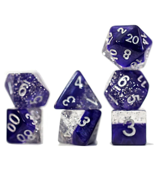 Gate Keeper Games and Dice Halfsies Dice Glitter Purple 7 die Sets Role Playing Games GKGHG50