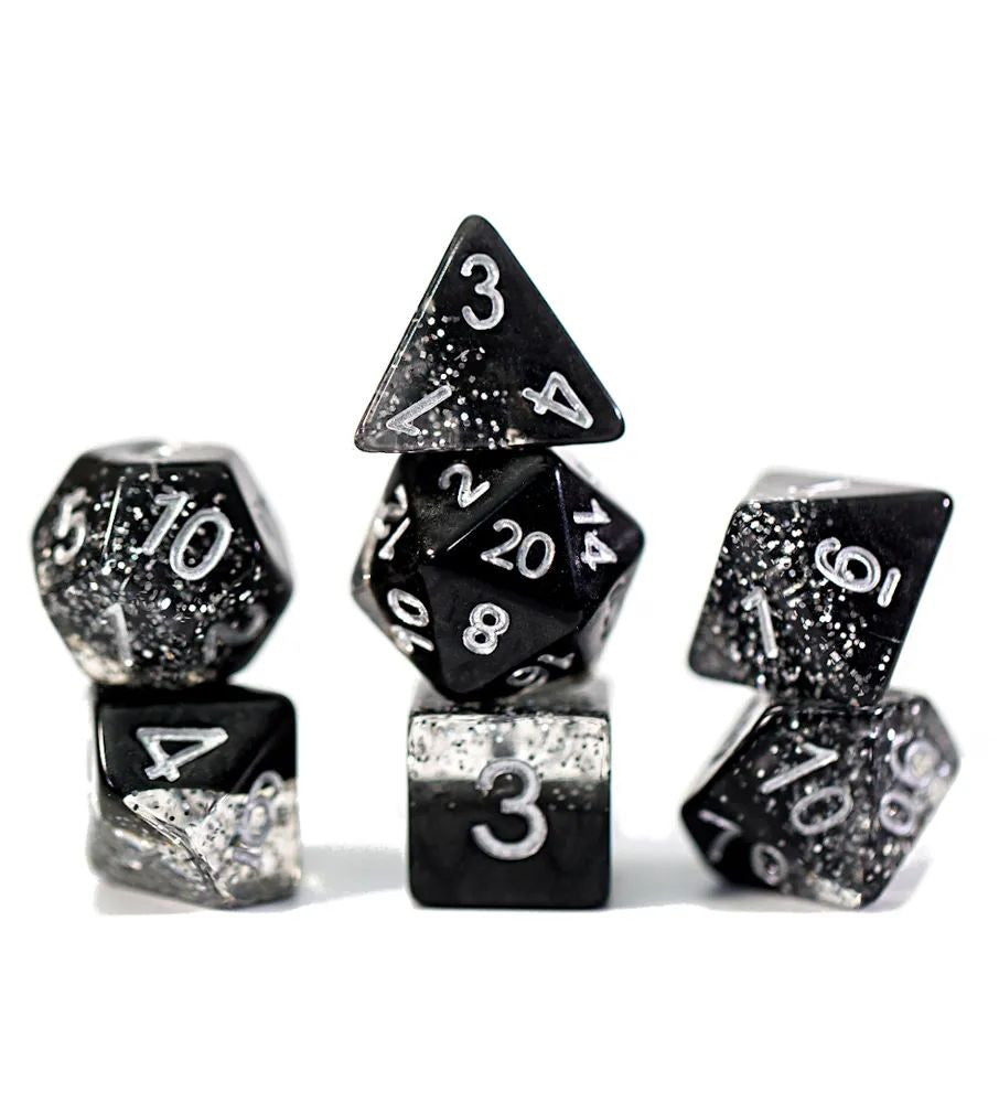 Gate Keeper Games and Dice Halfsies Dice Glitter Black 7 die Sets Role Playing Games GKGHG80