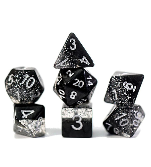 Gate Keeper Games and Dice Halfsies Dice Glitter Black 7 die Sets Role Playing Games GKGHG80