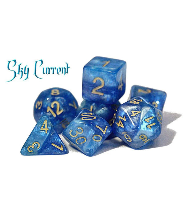 Gate Keeper Games and Dice Halfsies Dice Sky Current 7 die Sets Role Playing Games GKGH533