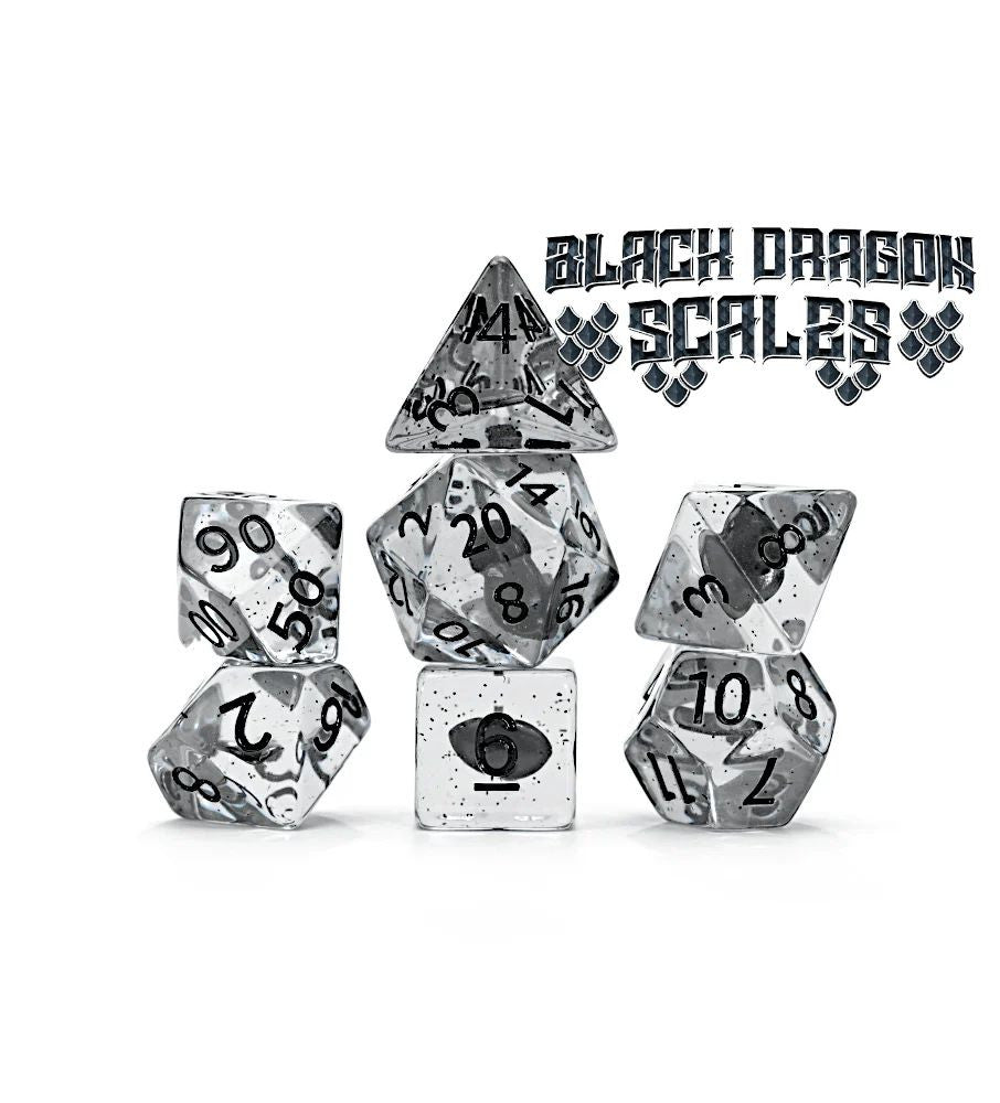 Gate Keeper Games and Dice Inclusion Dice Black Dragon Scales 7 die Sets Role Playing Games GKGID8D