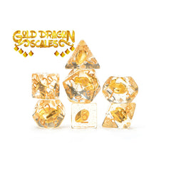Gate Keeper Games and Dice Inclusion Dice Gold Dragon Scales 7 die Sets Role Playing Games GKGID0D