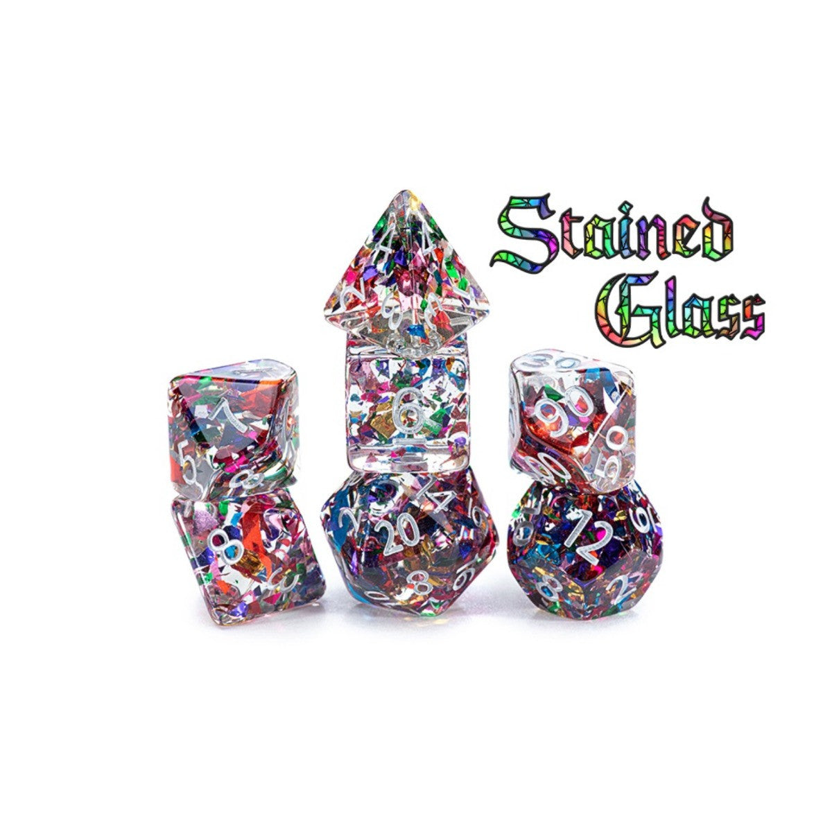 Gate Keeper Games and Dice Inclusion Dice Stained Glass 7 die Sets Role Playing Games GKGID777