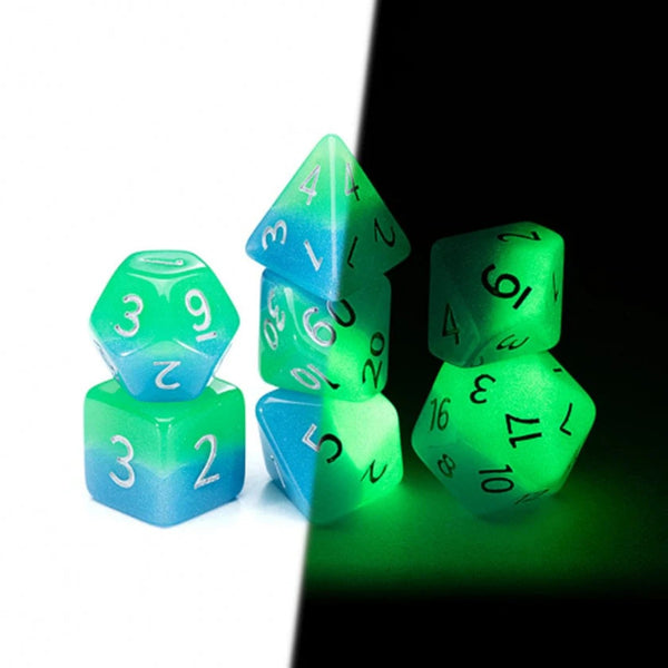 Gate Keeper Games and Dice Radiant Dice GID Bioluminescent 7 die Sets Role Playing Games GKGR23
