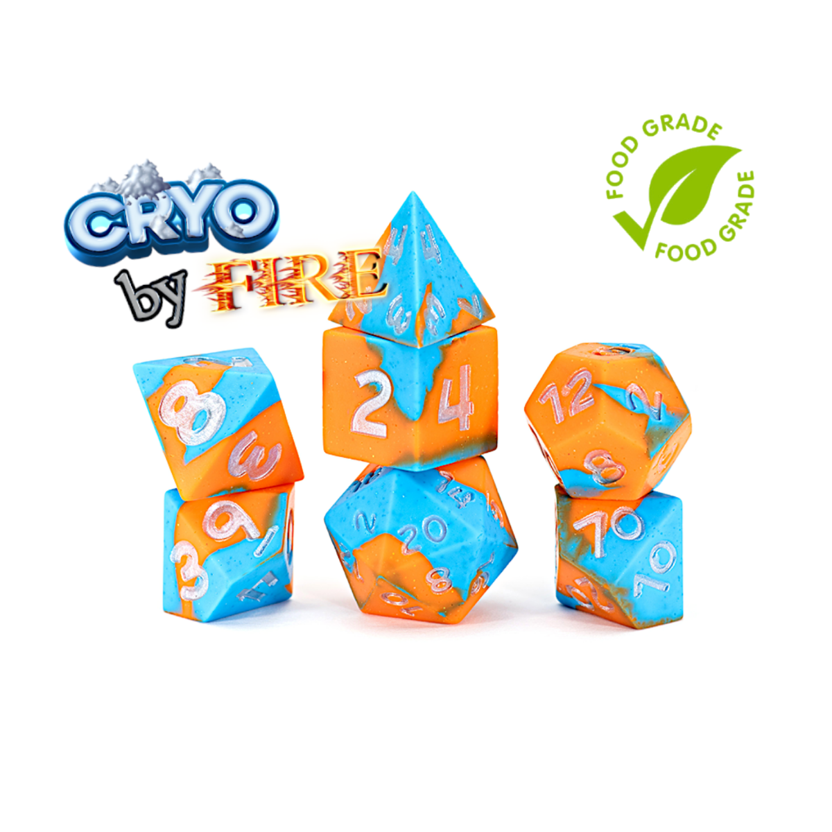 Gate Keeper Games and Dice Anti-Stress Dice Fire & Dice Silicone 7 Dies Sets Role Playing Games GKGASD43